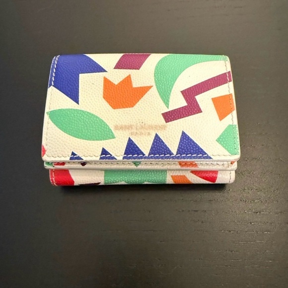 Saint Laurent Handbags - Saint Laurent Paris Compact Wallet - White Base with Multicolor Shapes
